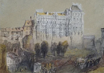 Palatsi Bloisissa, n. 1830 (akvarelli grafiitin päällä runkovärillä ja kynällä sekä ruskealla ja mustalla musteella)